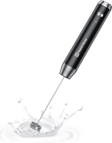 Maestri House Espumador de Leche Recargable, LunaFro NS Fabricador de Espuma Eléctrico de Mano Impermeable Batidor Desmontable de Acero Inoxidable