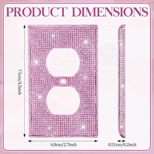 Vista 2 de Kathfly 10 piezas de placa de pared rosa brillante con diamantes de imitación, cubiertas decorativas para enchufes, accesorios para el hogar