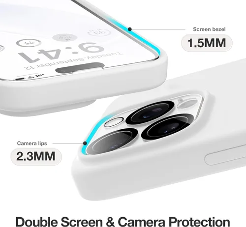 Vista 1465 de GONEZ Funda magnética para iPhone 14, compatible con Magsafe, con protector de pantalla + protector de cámara, forro de microfibra antiarañazos