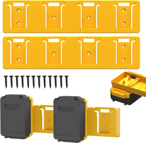 Vista 7 de Soporte para Baterías Compatible con Soporte de Batería DeWalt 20V, Montaje de 4 Ranuras para Herramientas de Garaje, Herramientas para Dewalt 20V