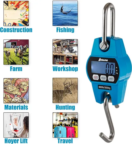 Vista 2 de Báscula de peso para colgar Báscula electrónica digital de pesaje de 660 libras con sensores precisos para caza, al aire libre, pesca de bagres