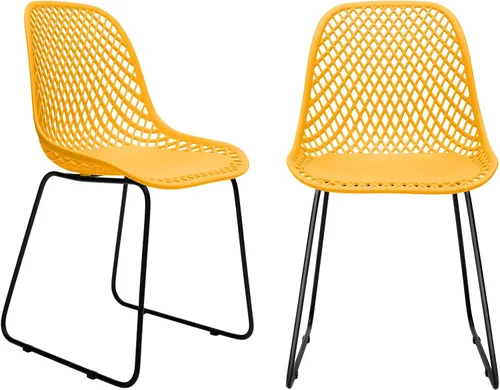 Vista 18 de Modernas sillas de comedor de plástico, juego de 2 (naranja sanguina)