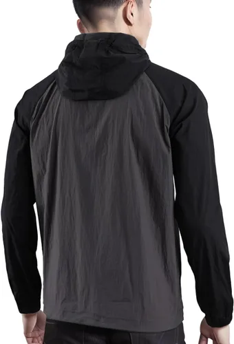 Vista 2 de Chaqueta ligera con capucha y cremallera completa para hombre, impermeable, para senderismo