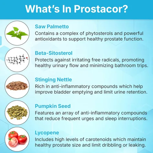 Vista 5 de Prostacor - Suplemento Natural para el Apoyo de la Próstata - Sin GMO, Vegano, Sin Gluten