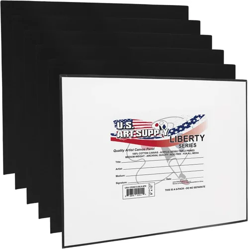 Vista 9 de US Art Supply - Paneles de lienzo negros de 6 x 6 pulgadas, calidad de artista profesional, sin ácidos, paquete de 6