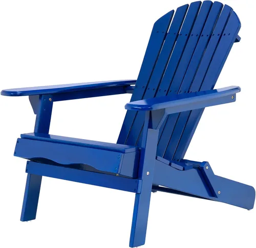 Vista 5 de Folding Adirondack Chairs, Solid Wood Outdoor Patio Chairs with All-Weather Construction for Yard, Garden, Backyard, Deck & Fire Pit,Blue