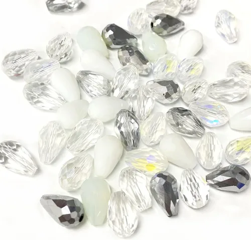 Vista 9 de 200 piezas Cuentas de cristal con forma de lágrima 3x5mm con orificio vertical, facetas, cuentas espaciadoras de cristal para pulseras, collares