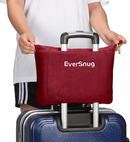 Vista 4 de EverSnug Manta de viaje y almohada Manta de avión 2 en 1 suave de primera calidad con funda de almohada suave, funda para equipaje de mano y clip