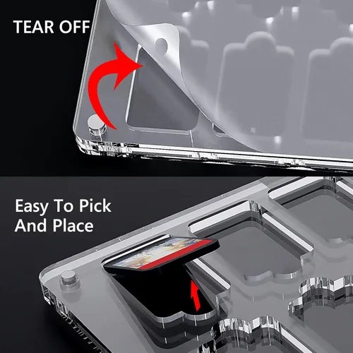 Vista 5 de GEEKRIA Game Card Case Compatible with Nintendo Switch 14 Cartridge Slots Holder Protective Shockproof Display Cabinet Game Card Case Transparent