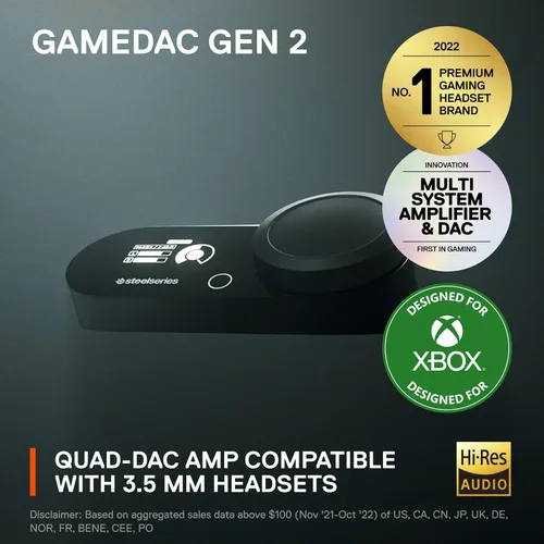 Vista 2 de SteelSeries GameDAC Gen 2 Hi-Res Audio Amplifier - ESS Sabre Quad-DAC - AI Noise Cancellation - 360 Spatial Audio - Hi-Res Certified - PC, Xbox