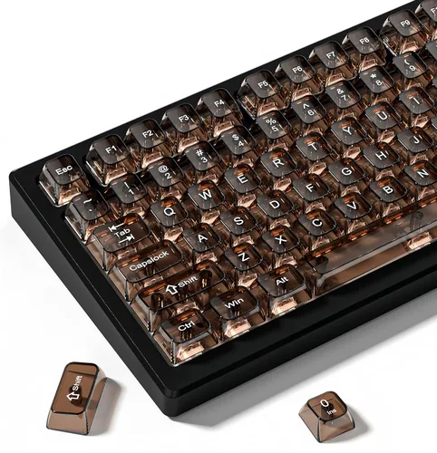 Vista 19 de dagaladoo Teclas transparentes negras para teclado mecánico, teclas MDA transparentes 60 75 100 por ciento, juego de teclas de gelatina cerámica
