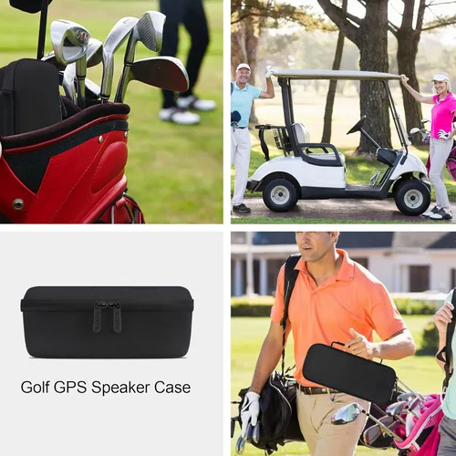 Vista 5 de BOVKE Funda de transporte para Bushnell Wingman 2/Bushnell Wingman Golf GPS Bluetooth altavoz, bolsillo de malla adicional para cables de carga
