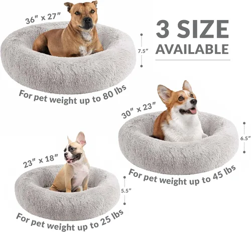 Vista 10 de Friends Forever Serena Donut - Cama ortopédica de espuma viscoelástica para perro, sofá ovalado de piel sintética suave para gato de interior, felpa