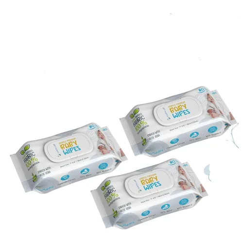 Toallitas húmedas para bebés con tapa, 240 unidades, tela vegetal 100% biodegradable, sin fragancia, aloe vera y vitamina E, hipoalergénica, extra