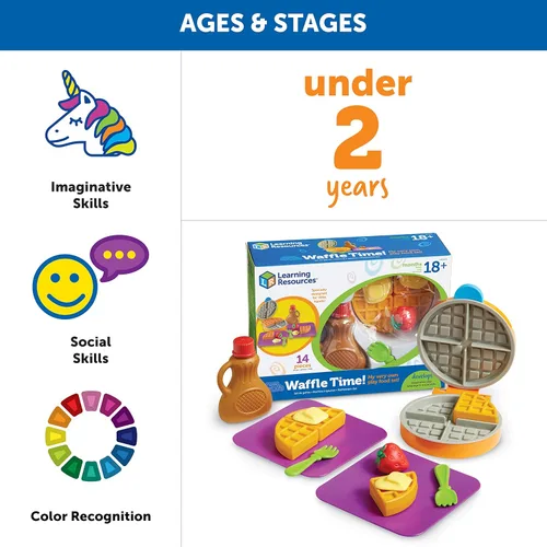 Vista 6 de Learning Resources New Sprouts Waffle Time - Juguetes de Cocina de Comida de Juego de Simulación para el Desayuno, Juego Educativo Montessori