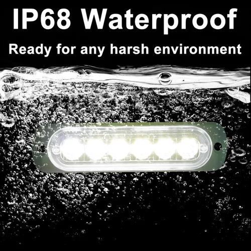 Vista 3 de 12V 24V Luz LED Blanca delgada de 6LEDs impermeable para UTV, camión, RV, cúpula, escalón, debajo del salpicadero, cama del camión, maletero