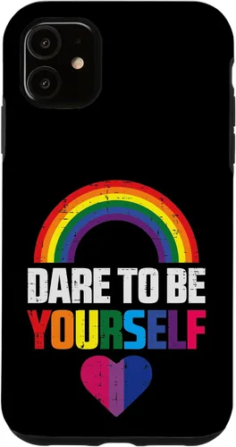 Vista 5 de Funda LGBTQ para iPhone 14 Atrévete a Ser Tú Mismo Bisexual Corazón Linda Bandera del Orgullo Bi