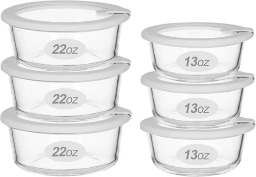Vista 10 de Recipientes de vidrio para alimentos con tapa de vidrio, recipientes de almacenamiento de alimentos aptos para microondas, paquete grande de 4