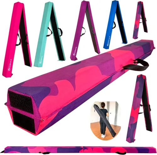 MARFULA Viga de Gimnasia Plegable de 6 PIES / 8 PIES / 9 PIES Viga de Equilibrio de Espuma para Suelo - Extra Firme - Cubierta de Gamuza - Parte