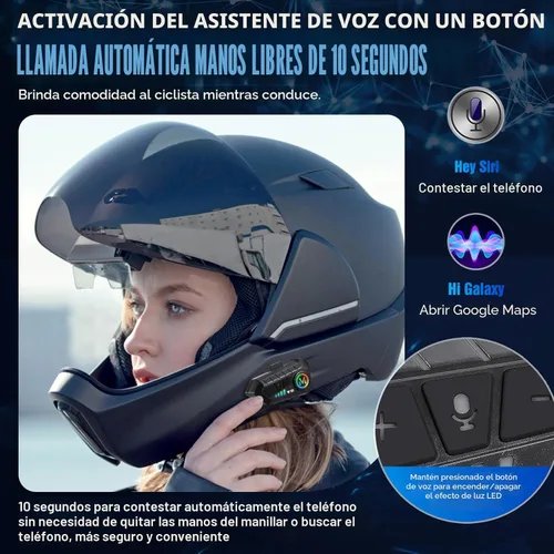 Vista 4 de Auriculares para casco de motocicleta FEYA con alta duración de batería, auriculares para casco IPX6, respuesta/llamada automática, control