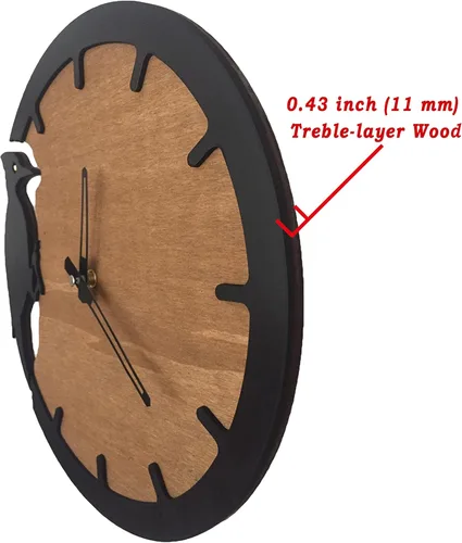 Vista 3 de Reloj de pared de pájaro carpintero, decoración moderna del hogar, reloj de pared de animales, reloj de pared de madera, relojes para decoración