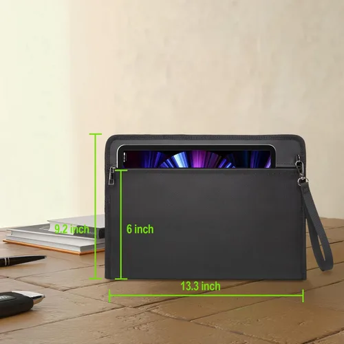 Vista 7 de Bolsa de documentos ignífuga con cerradura, cubierta de silicona que no pica, bolsa de dinero resistente al fuego para efectivo, bolsa