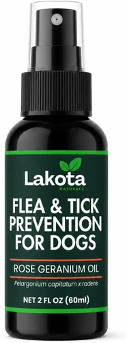 Spray natural para prevención de pulgas y garrapatas para perros, 2 onzas