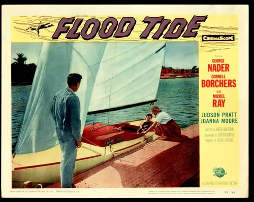 MOVIE POSTER: Flood Tide 11"x14" Lobby Card Cornell Borchers George Nader Michel Ray