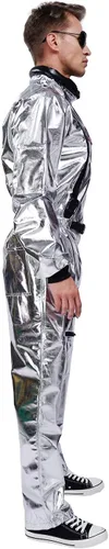 Vista 2 de DSplay Disfraz de astronauta espacial para adultos con parches bordados y bolsillos