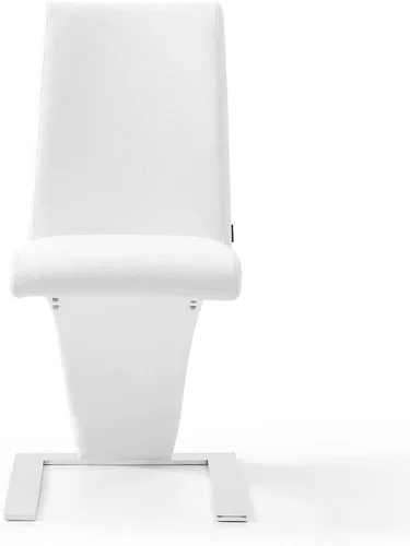 Vista 4 de ZURI Muebles Silla de comedor Mesa moderna en cuero sintético blanco y acero inoxidable