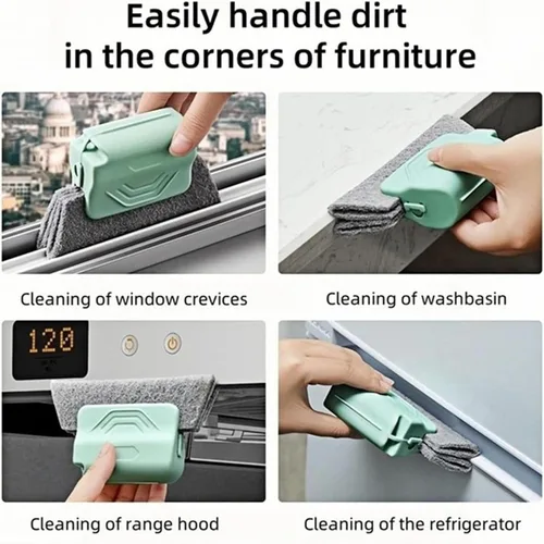 Vista 6 de Juego de cepillos mágicos de limpieza de ranuras de ventana, 3 piezas, verde, beige/gris, cerdas de plástico, material de plástico, baldosas