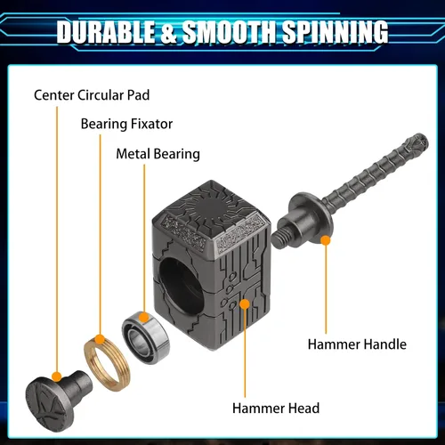 Vista 8 de Spinner Fidget Transformable, Juguete de Martillo de Mano de Metal Fidget para Niños y Adultos, Giroscopio de Punta de Dedos de Cadena Genial, Cubo