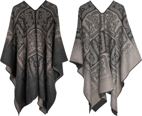 Vista 3 de Poncho de alpaca para hombre, Ponchos de lana para adultos, Poncho de lana para hombre
