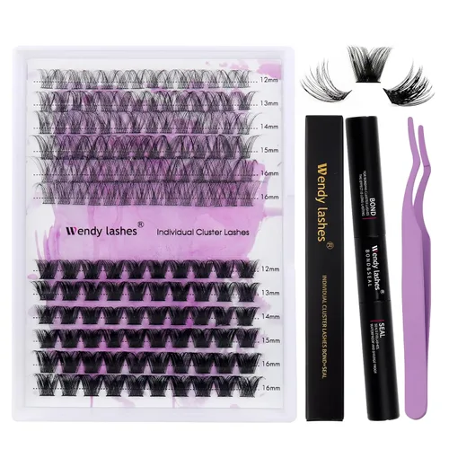 Vista 9 de Extensiones de pestañas individuales en racimo 10D/20D, racimos naturales mixtos C/D rizado 0.07mm negro mate suave 12-16mm de visón, para colocar