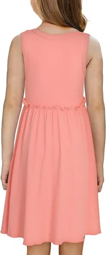 Vista 2 de blibean Vestido de verano sin mangas para niñas, trajes cómodos talla 4-13 años