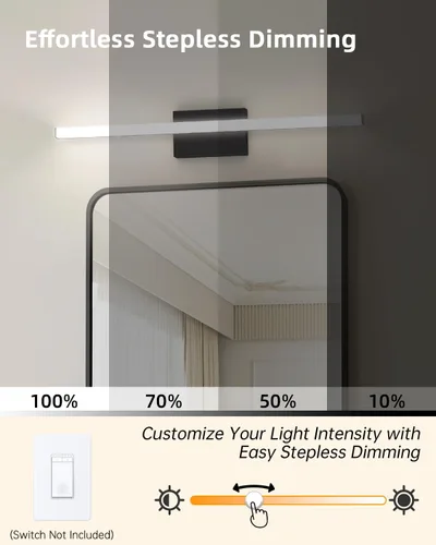 Vista 4 de Lámparas de baño modernas de 24 pulgadas sobre espejo, 24 W, 2000 lúmenes, 5CCT, luces de tocador regulables para baño, barra de luz LED