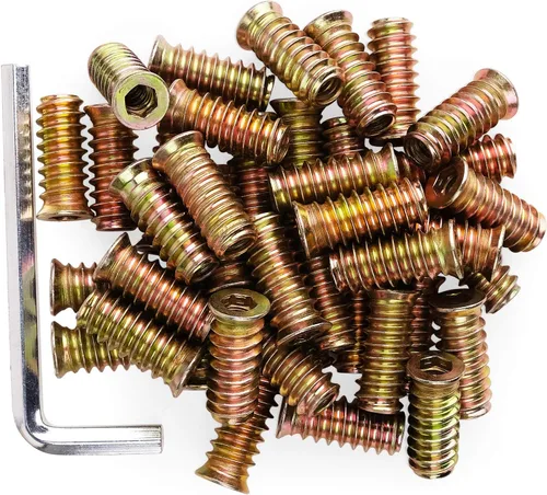 Vista 10 de Anwenk - Paquete de tornillos para muebles, 40 unidades, de 1/4 pulgadas -20 x 15 mm, tornillo de tuerca, roscado, para muebles de madera