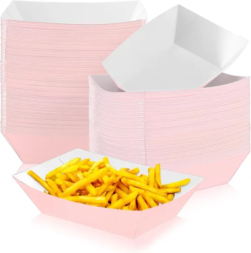 Vista 12 de Yinkin 100 bandejas de papel para alimentos, barco, Navidad, 2 libras, bandejas desechables para nachos, bote de papel kraft para tacos, concesión