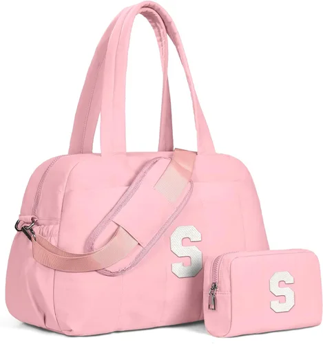 Vista 169 de Bolsa de lona Vogewood, bolsas personalizadas de fin de semana para mujer, bolsas de viaje con estuche de maquillaje, regalos de cumpleaños, Beige