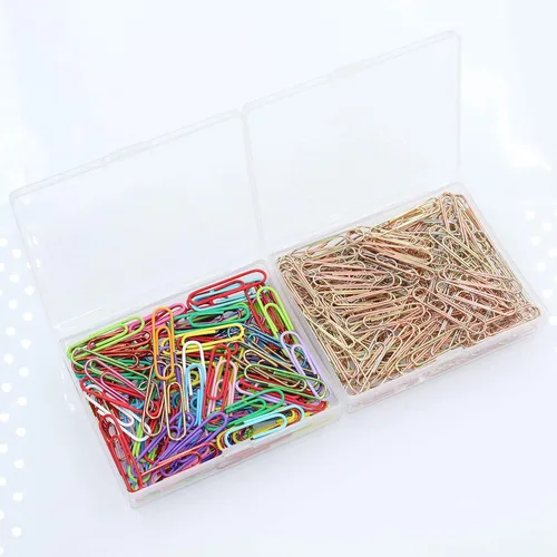 Vista 6 de 100 clips de papel con caja de plástico de clips de papel para oficina papelería 1.299 in multicolor I