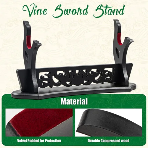 Vista 3 de Soporte de exhibición acolchado de 1 nivel para Tanto Rapier Samurai Cosplay Blade Tanjirou Demon Slayer soporte de exhibición de armas