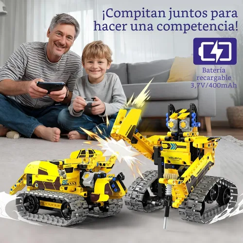 Vista 4 de LECPOP Kit de construcción de juguete de robot STEM 5 en 1, 452 piezas de bloques de ingeniería con aplicación y control remoto, juguetes robóticos