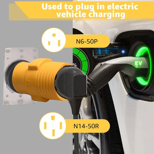 Vista 6 de NEMA 6-50P a 14-50R Adaptador de cargador EV, 250V 50 Amp 3 clavijas enchufe de soldadura a 4 clavijas conector de carga, compatible con cable