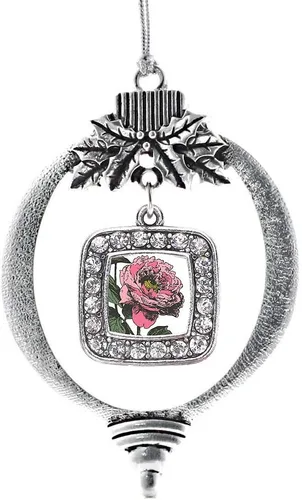 Vista 22 de Inspired Silver - Adorno de flor de iris - Adornos navideños con dije cuadrado de plata con joyas de circonita cúbica