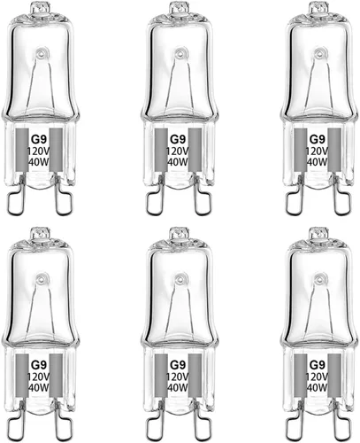 Vista 2 de SDTC Tech Paquete de 6 bombillas halógenas para horno de microondas Whirlpool, G9 120 V 40 W W10709921, bombillas de microondas compatibles