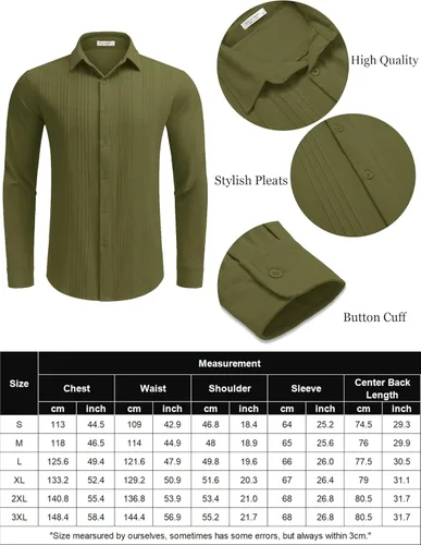 Vista 6 de COOFANDY Camisa cubana de lino guayabera con botones y manga larga para hombre