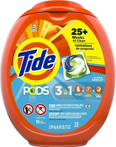 Vista 28 de Tide PODS cápsulas de detergente para lavar ropa, removedor de manchas 3 en 1, combatiente de olores, protector de color, 112 unidades, compatible
