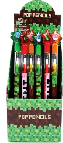 Vista 2 de TINYMILLS 24 piezas de lápices multi-punto temáticos de Pixel Miner, ideales para regalos de fiesta, manualidades de minería de píxeles, lápices