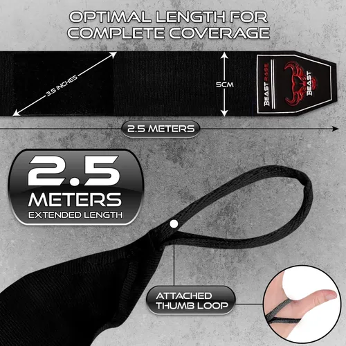 Vista 2 de BEAST RAGE Vendas de mano de boxeo, vendajes de artes marciales de 14.8 ft, guantes internos, correas de apoyo para la muñeca, perforaciones debajo