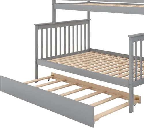 Vista 7 de Literas para niños con escalera, literas de madera maciza con barandilla completa